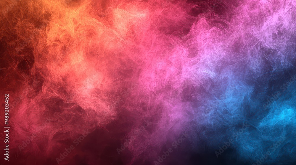 Obraz premium A colorful smokey background with a blue and red swirl. The smoke is purple and orange. The background is a mix of colors and the smoke is thick and dense