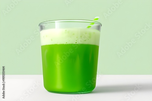 Green Milk Soda Bottle Isolated on White Background