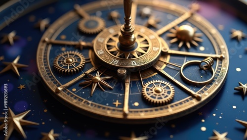 Celestial Clockwork A Detailed Closeup of an Ornate Astronomical Clock