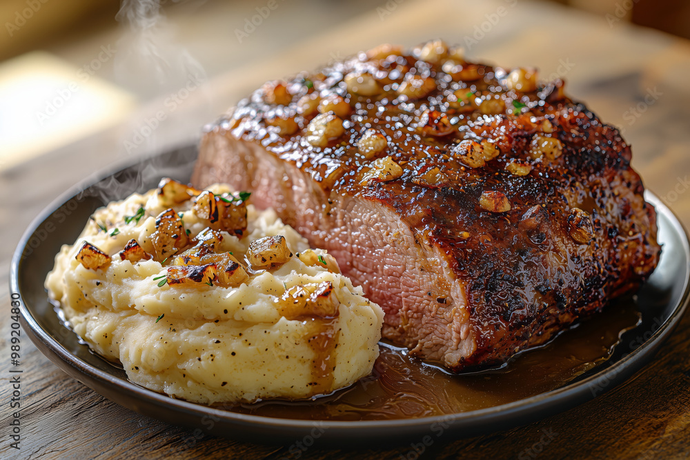 Baked pork loin with garlic mashed potatoes Baked pork loin with garlic mashed potatoes