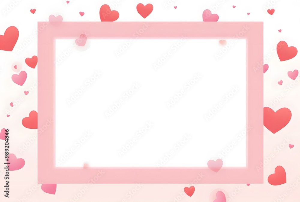 Pink Frame with Hearts for Valentine's Day Pink Frame with Hearts for Valentine's Day