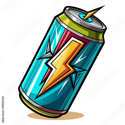 Refreshing Energy Soda Can With Colorful Label Vector Illustration