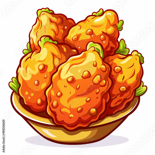 Crispy Fried Chicken Drumstick Vector Illustration Isolated on White Background