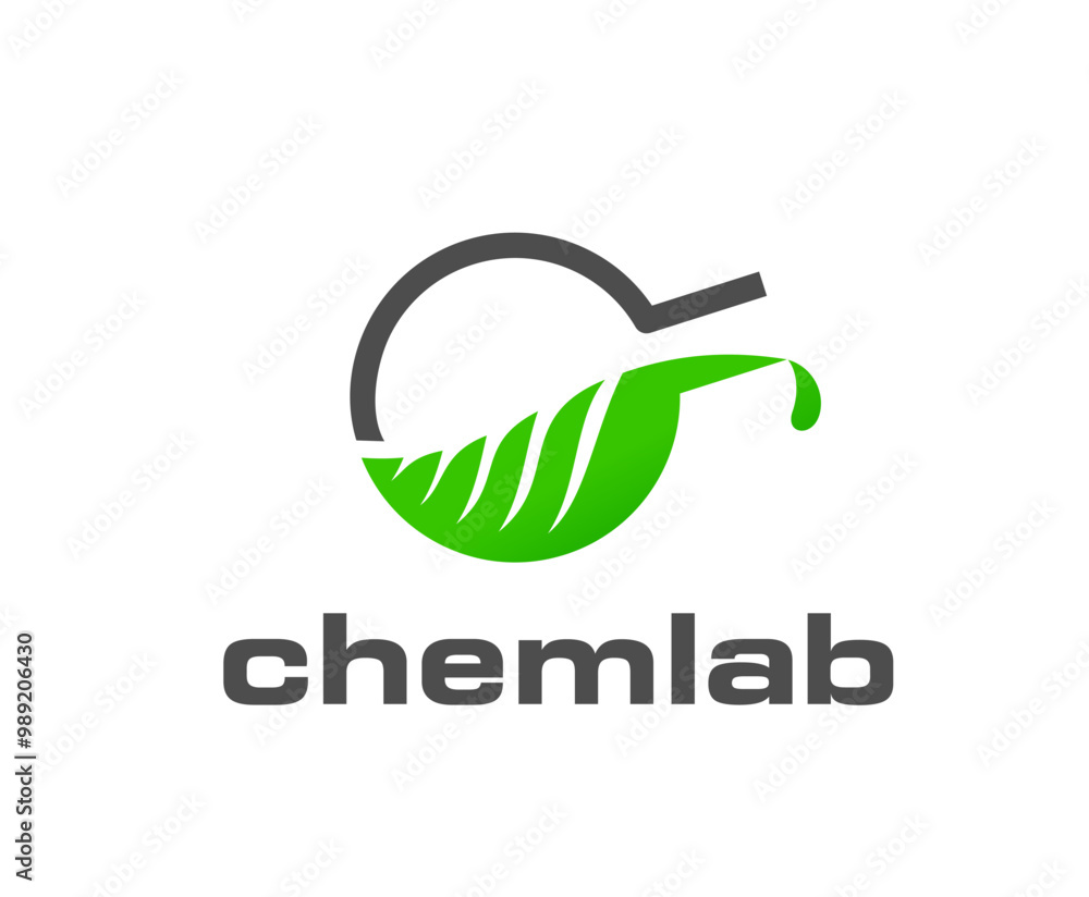 Science lab icon of chemical laboratory flask for chemistry and pharmacy company, vector emblem. Chemical test bottle flask with green leaf in outline for clinic laboratory or pharmaceutical company Science lab icon of chemical laboratory flask for chemistry and pharmacy company, vector emblem. Chemical test bottle flask with green leaf in outline for clinic laboratory or pharmaceutical company