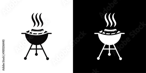 Barbecue grill icon Isolated flat vector in outline