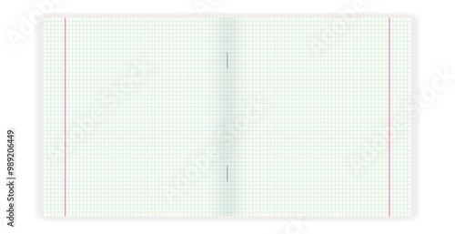 A blank sheet of checkered paper. A template for a school notebook. A page for notes. Vector. Graphic
