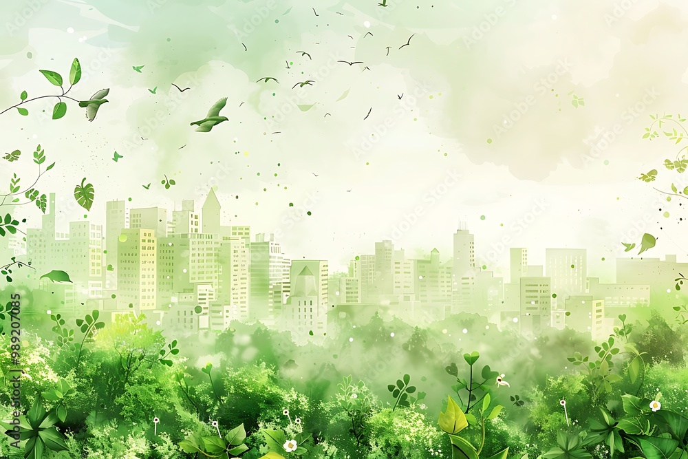 Image showcasing Green energy card highlighting future of renewable energy urban ...
