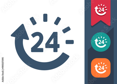 Around The Clock, 24 hours, All Day Icon