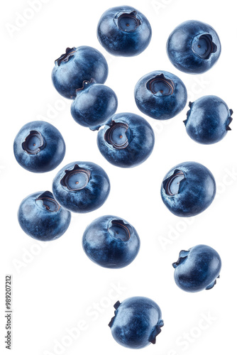 Falling blueberry, isolated on white background, clipping path, full depth of field