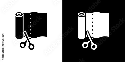 Cut roll of fabric icon Isolated flat vector in outline