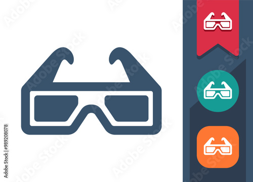 3D Glasses, Eyeglasses Icon