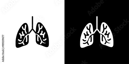 Human lungs icon Isolated flat vector in outline