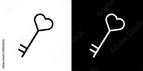 Love key icon Isolated flat vector in outline
