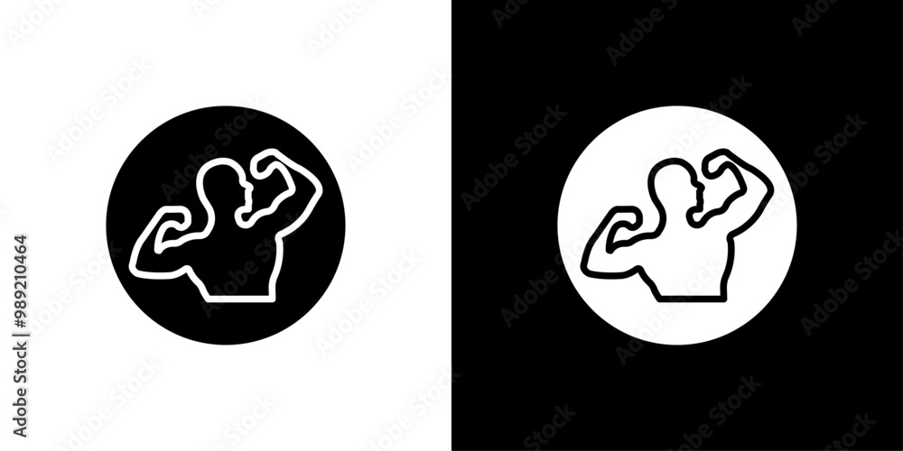 Man have strong muscles icon Isolated flat vector in outline Man have strong muscles icon Isolated flat vector in outline
