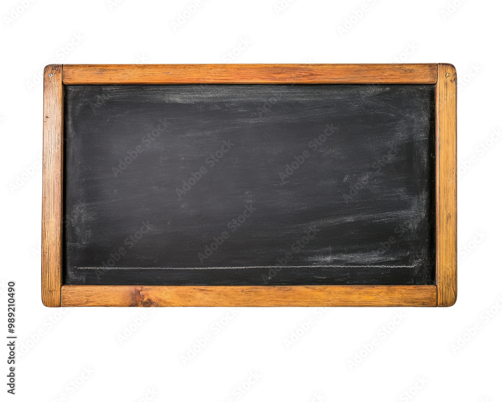 Fototapeta premium Empty wooden-frame chalkboard design transparent background