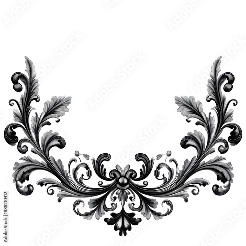 Elegant floral ornament on transparent background transparent background