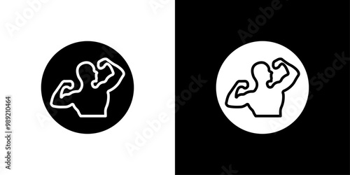 Man have strong muscles icon Isolated flat vector in outline
