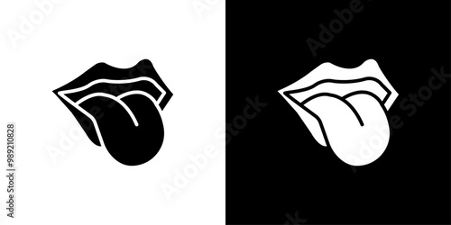 Mouth sticking tongue out icon Isolated flat vector in outline