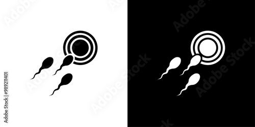 ovule being fertilized by sperm icon Isolated flat vector in outline