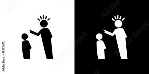 Parents scolding child icon Isolated flat vector in outline