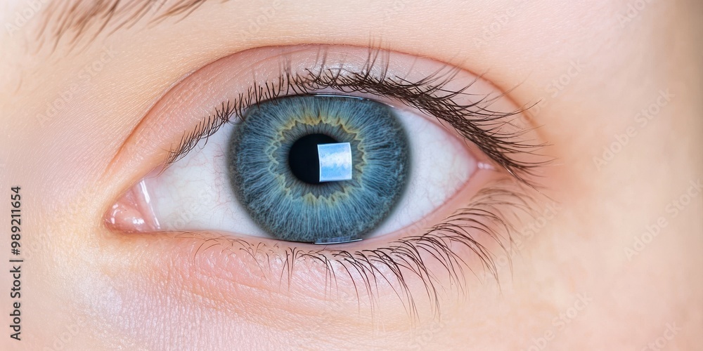 Obraz premium Close Up of Blue Eye with Long Eyelashes