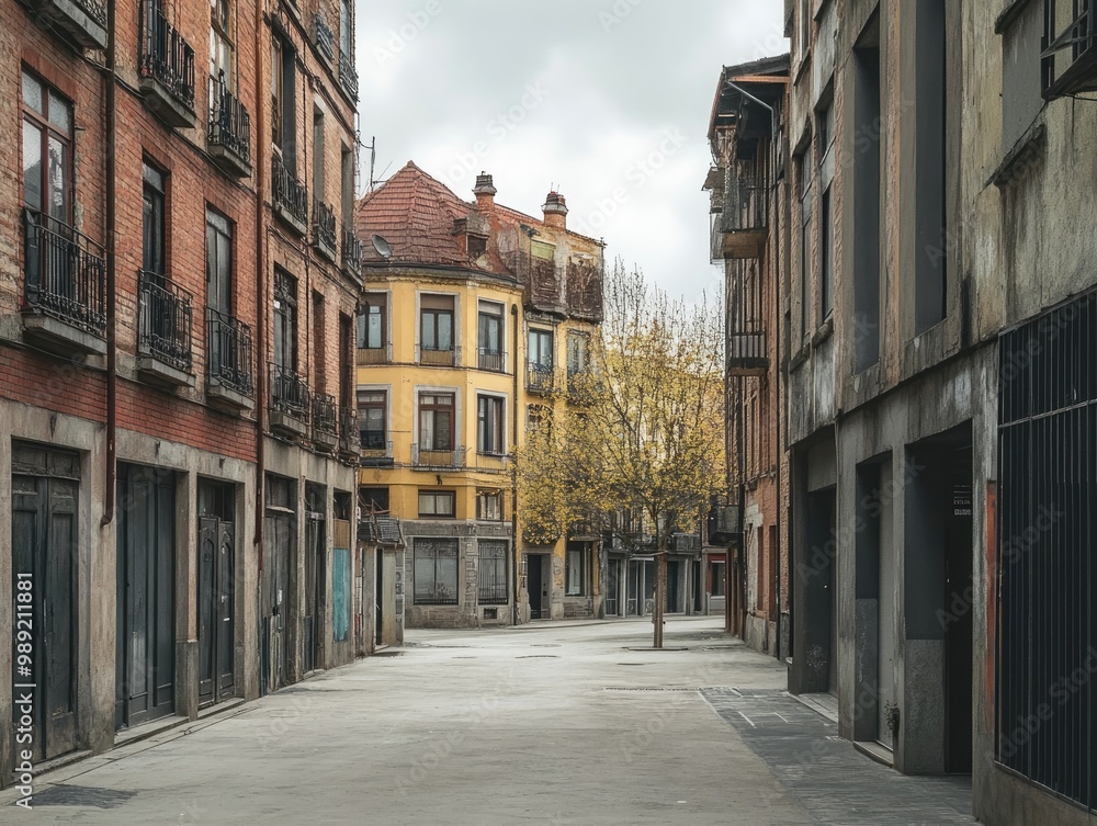 street view of old buildings with historical architecture, standing quietly in a city with no people around street view of old buildings with historical architecture, standing quietly in a city with no people around