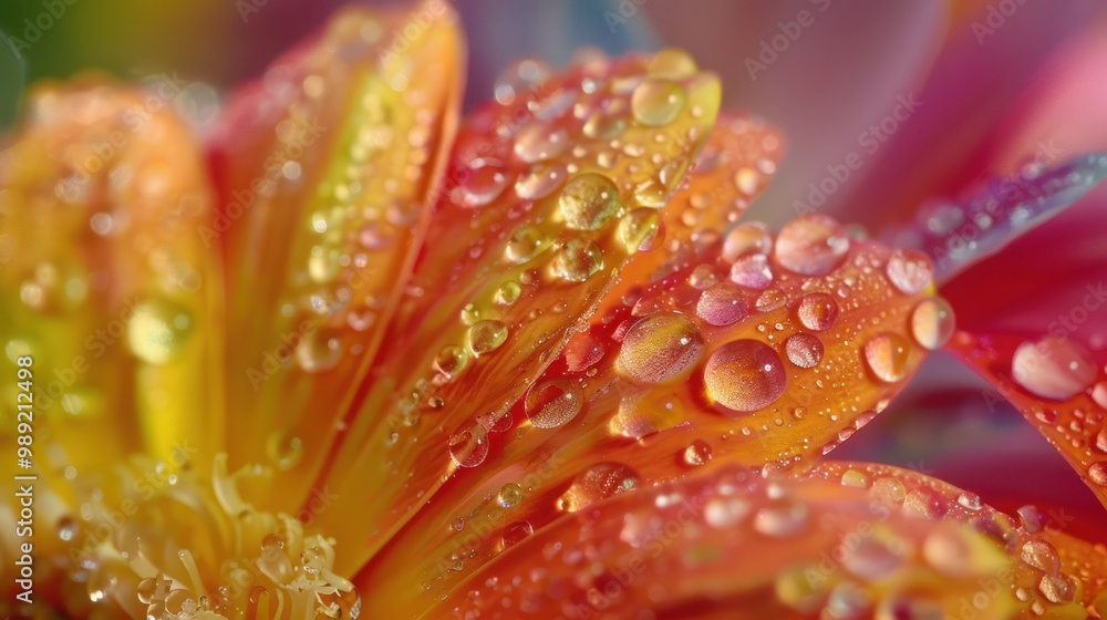 Dew Drops on Flower Petal