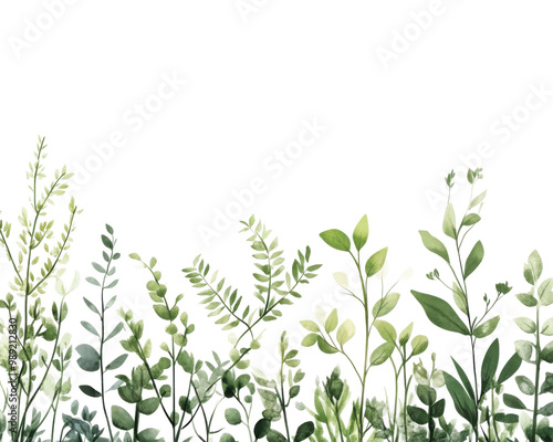 Wallpaper Mural Various green plants on a white background transparent background Torontodigital.ca