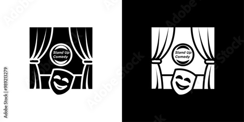 Stand up and theater show icon Isolated flat vector in outline