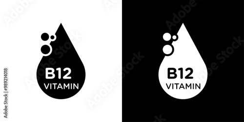 Vitamin B12 drop icon Isolated flat vector in outline