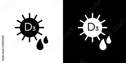 Vitamin D3 icon Isolated flat vector in outline
