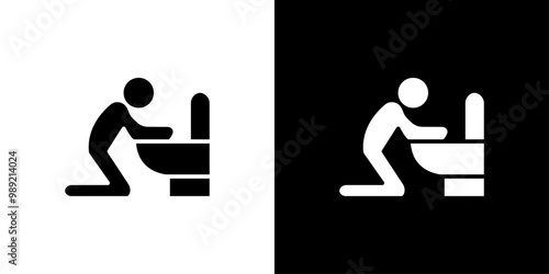 vomiting in bathroom icon Isolated flat vector in outline