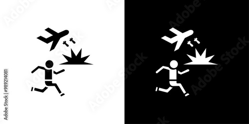 war Refugee icon Isolated flat vector in outline