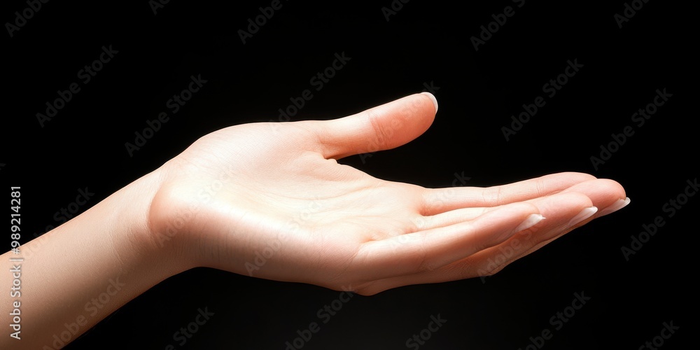 Open Hand Palm Up Isolated on Black Background Open Hand Palm Up Isolated on Black Background