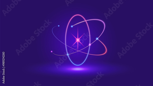 Atom electrons tech science shining light effect