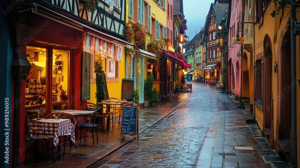 Naklejka premium Charming Colorful Street in a Historic Town