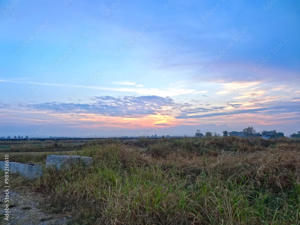 Sunrise with landscape background Sunrise with landscape background
