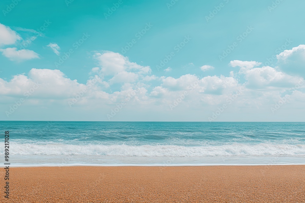 Serene seaside view with clear blue sky tranquil waves Serene seaside view with clear blue sky tranquil waves