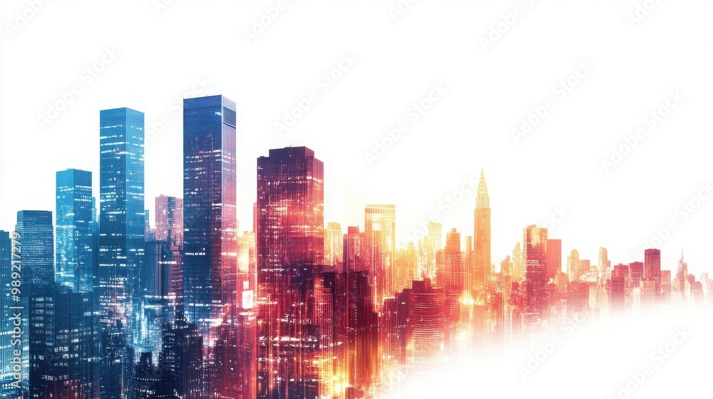 Colorful city skyline on a white background Colorful city skyline on a white background