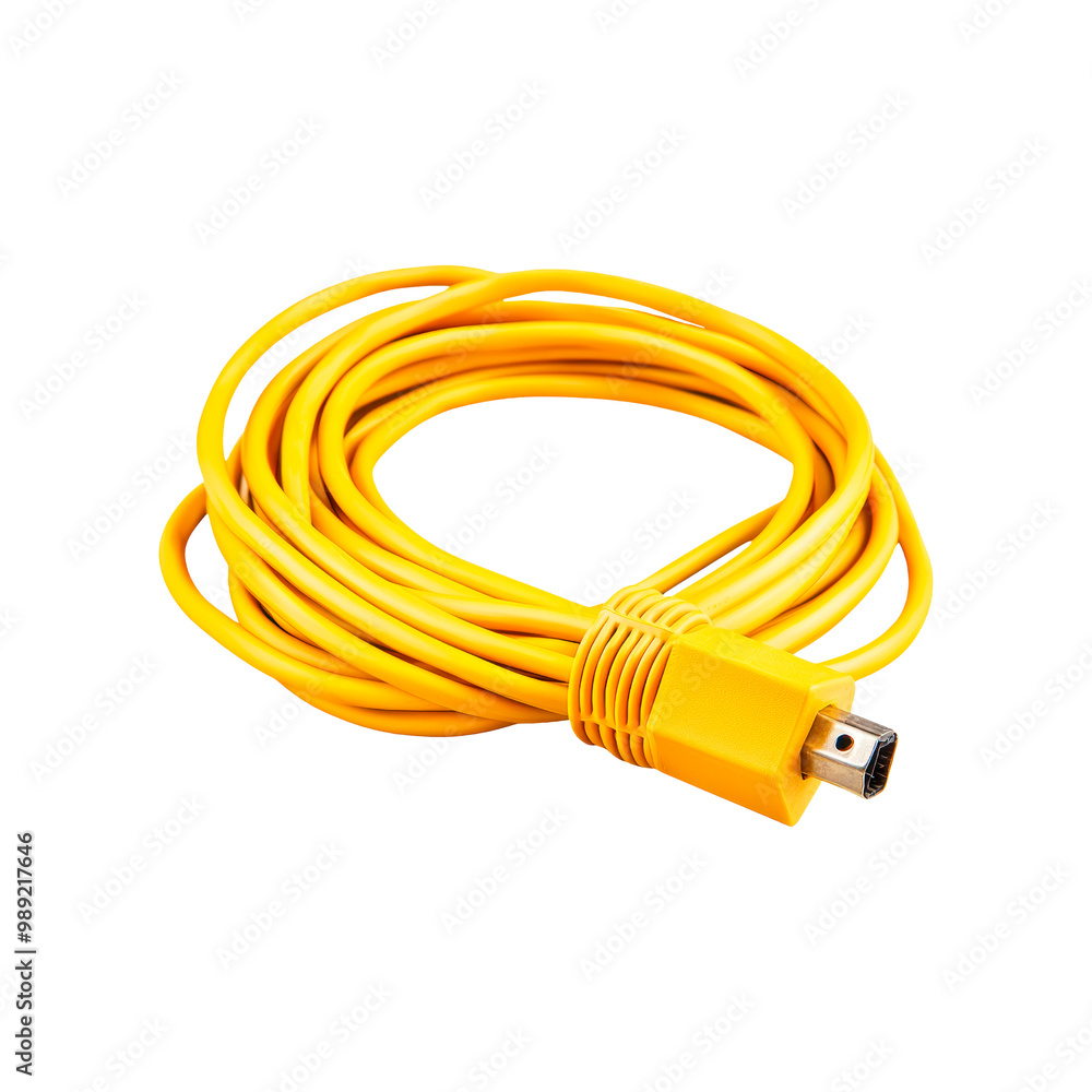Yellow network cable. Isolated on transparent background. Yellow network cable. Isolated on transparent background.