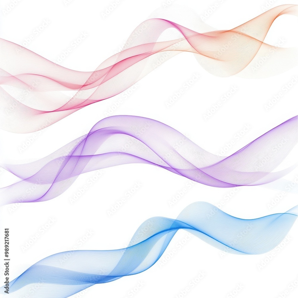 Fototapeta premium Colorful wave patterns white background.
