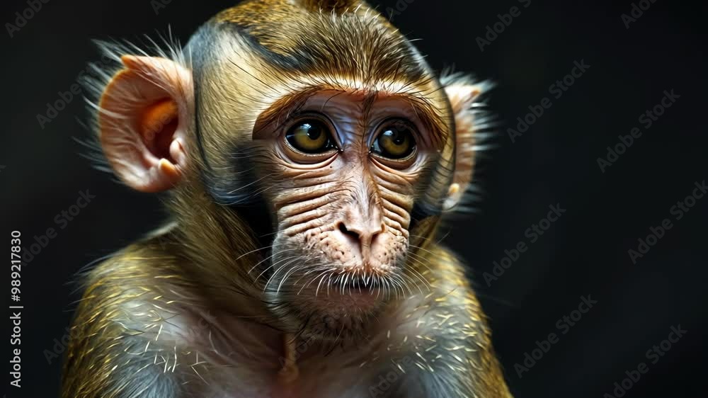 Captivating close-up of a monkey showcasing its expressive eyes Captivating close-up of a monkey showcasing its expressive eyes