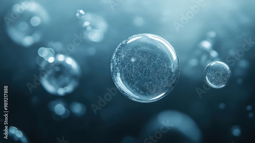 Wallpaper Mural Serene underwater bubbles floating in deep blue ocean Torontodigital.ca