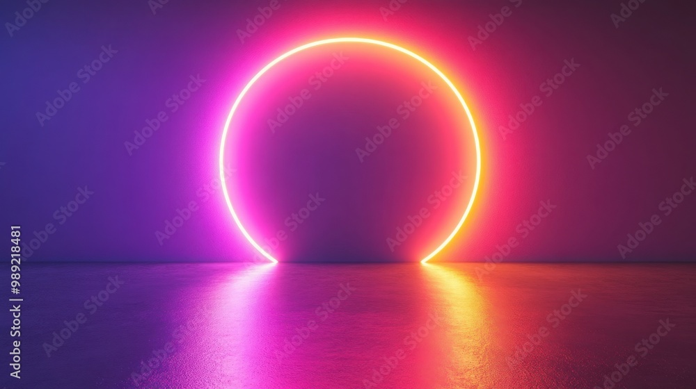 Neon circle with vibrant glowing colors Neon circle with vibrant glowing colors