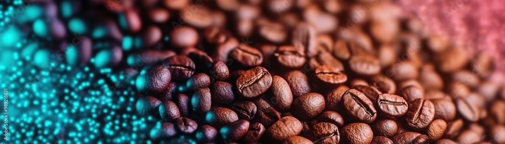 Close-Up of Coffee Beans with Unique Lighting Effects Close-Up of Coffee Beans with Unique Lighting Effects