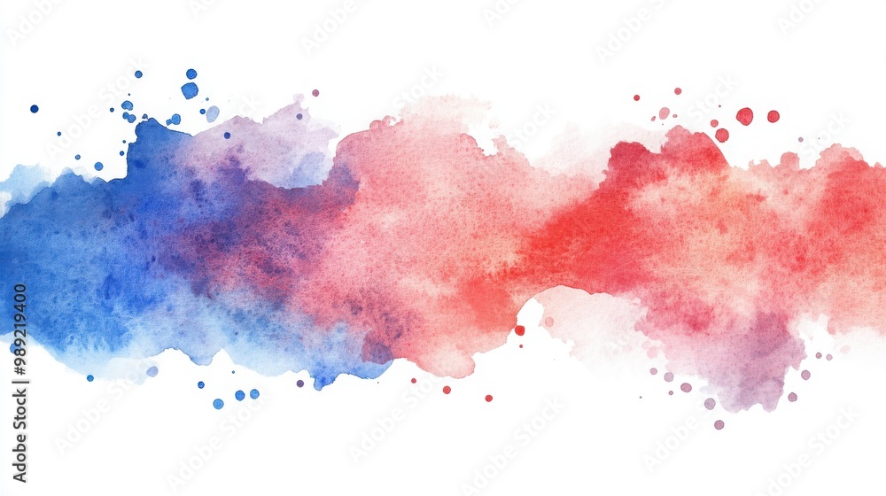 Obraz premium Watercolor splash in red and blue colors.
