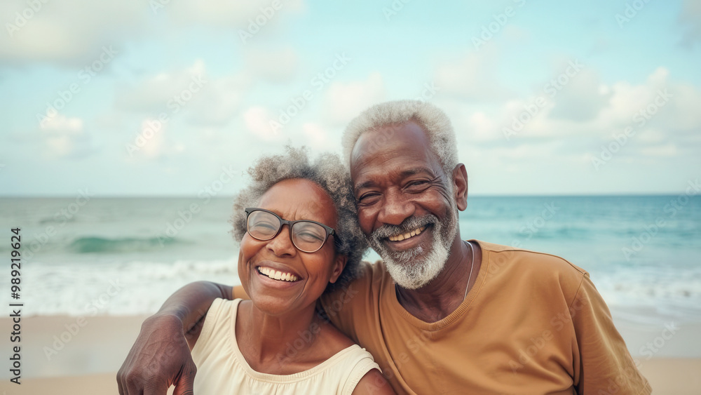 © cobaltstock - Happy elderly couple at the beach
