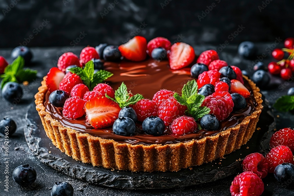 Chocolate Tart with Fresh Berries and Mint Chocolate Tart with Fresh Berries and Mint