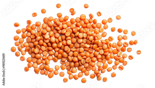 High-Resolution Image of Red Lentils: Sharp Details and Dense Arrangement Transparent Background.
