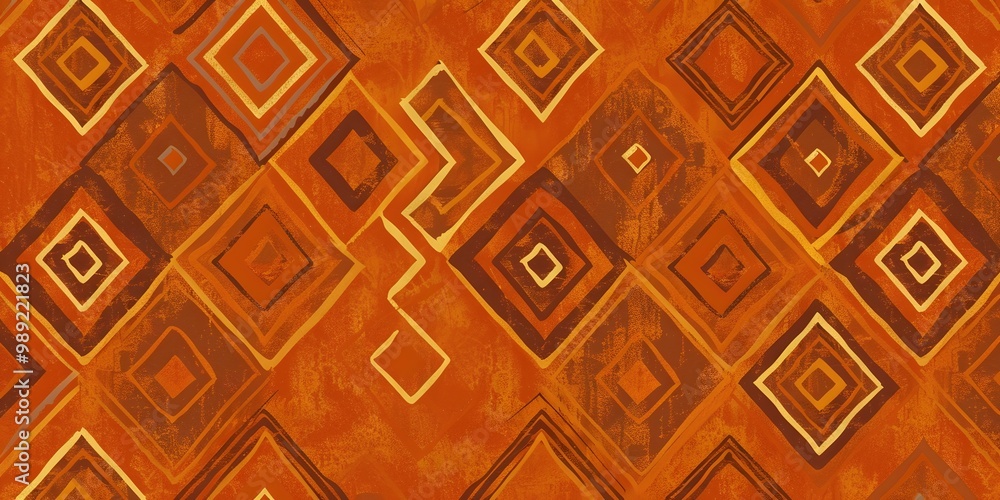 Naklejka premium Abstract Orange Diamond Seamless Pattern